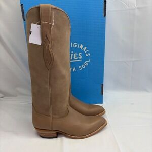 Alvies The Perry Lane Tall Cowgirl Boots Size 9.5 B Suede Brown Leather